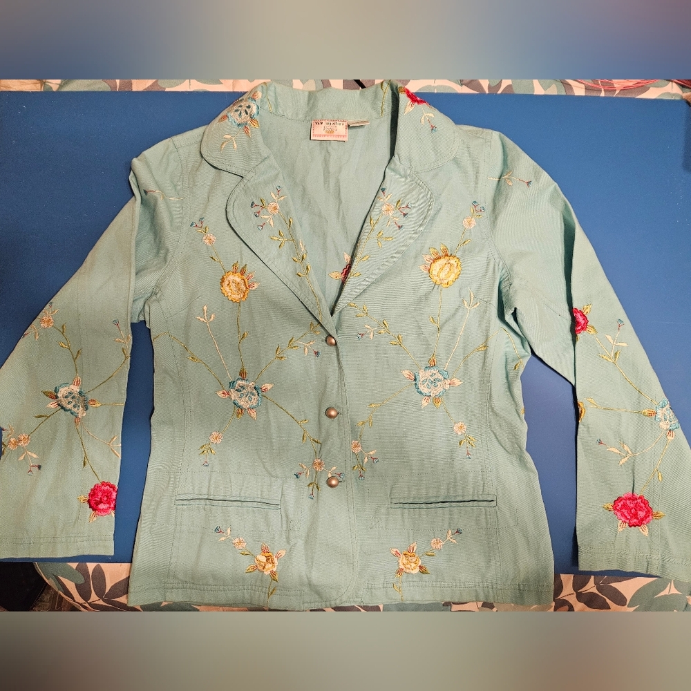 Embroidered Teal Jacket